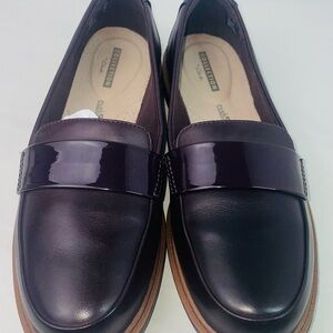 CLARKS COLLECTION Eggplant Purple Leather Soft Cushion Raisie Arlie Loafer 9